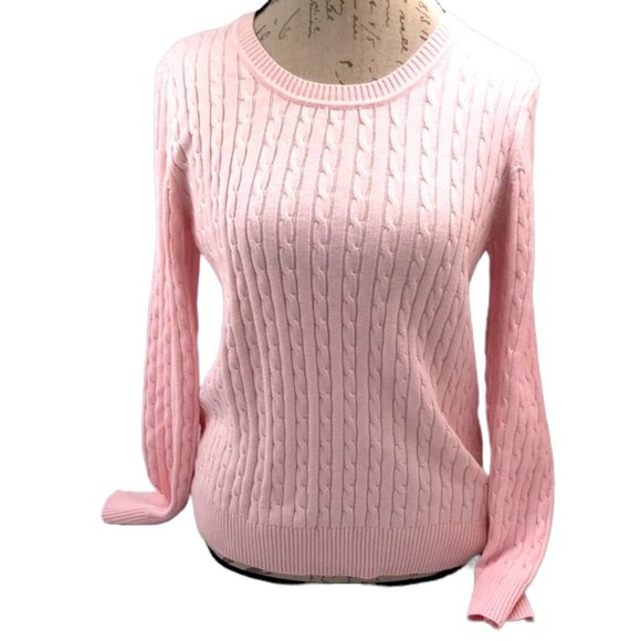 Karen Scott Sweaters - Karen Scott Light Pink Crew Neck Sweater Size L